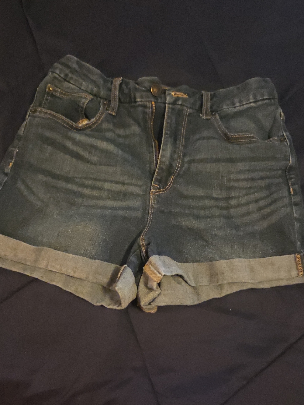 No Boundaries Dark Blue Cuffed Denim Shorts Size 11
